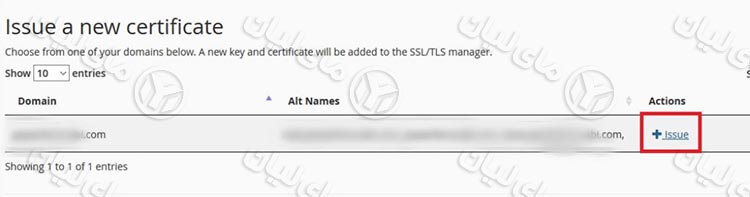 انتخاب دامنه برای فعال سازی ssl در هاست cpanel
